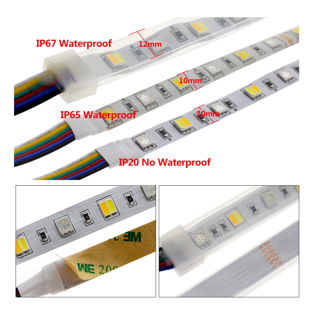 DC 12V 5050 SMD Flexible LED Strip 60LEDs/m Emitting RGB+CCT /RGB + White + Warm White