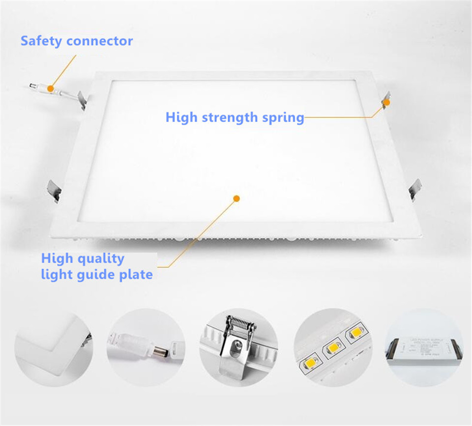 32W 36W 48W AC110-265V 2835 SMD LED Square Panel Light Concealed with Spring