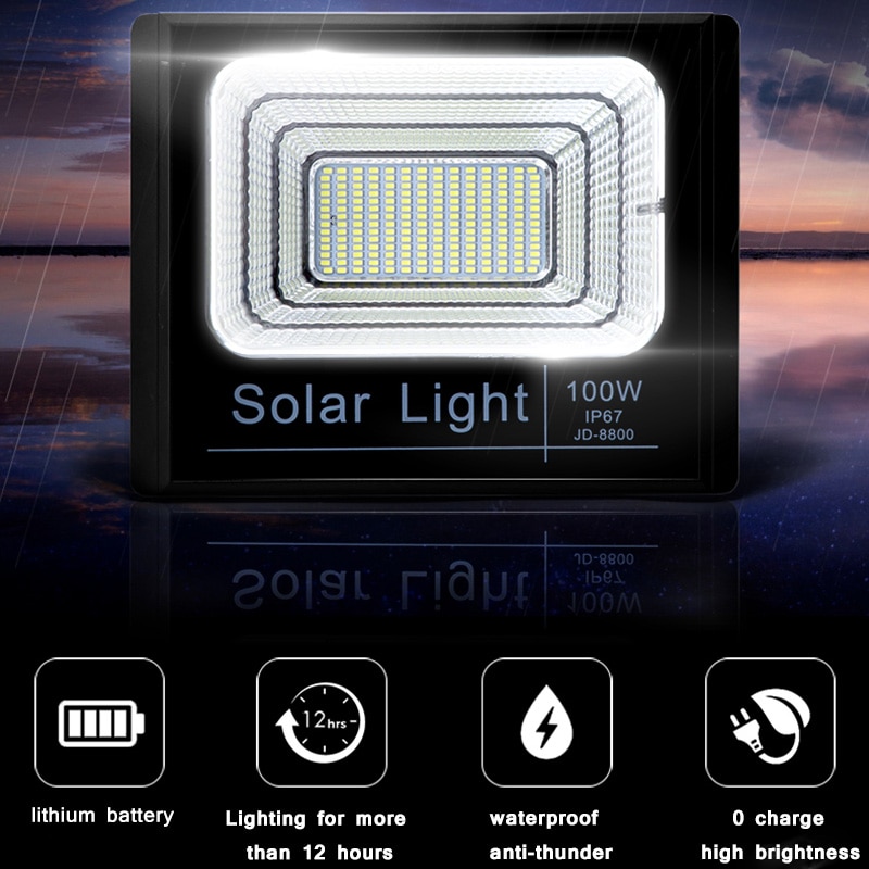 25W 40W 60W 100W 5730 SMD Solar LED Flood Light with Remote Control