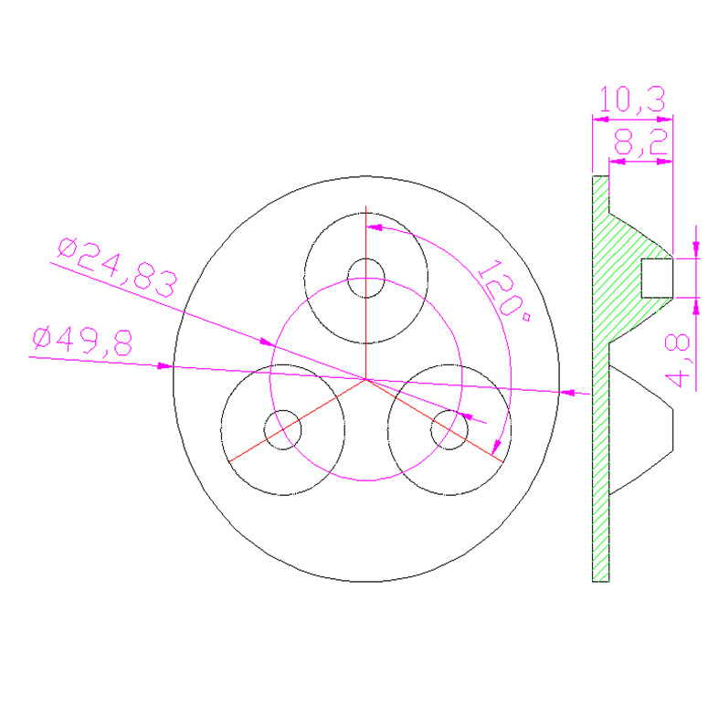 34mm Diameter LED Module Lens 3 LEDs 30° Flat Water Clear Lens