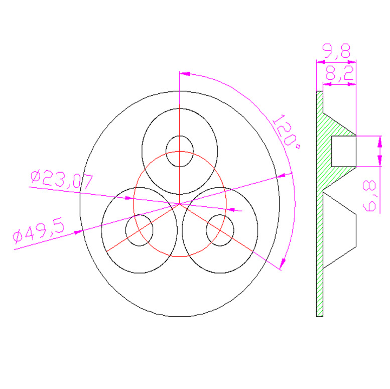 34mm Diameter LED Module Lens 3 LEDs 30° Flat Water Clear Lens