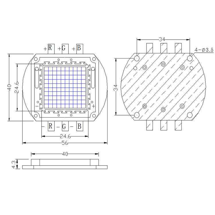 100W RGB Full Color High Power LED 30W for each color 