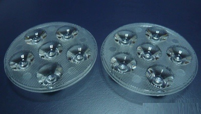 73mm Diameter LED Module Lens 6 LEDs 25° 45° Flat Prism Lens