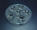 73mm Diameter LED Module Lens 6 LEDs 25° 45° Flat Prism Lens