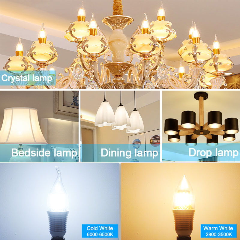 5W 7W 9W E14 2835 SMD LED Edison Bulb 220V Home Light LED Filament Candle Bulb