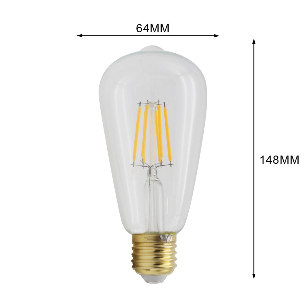 6W E27 ST64 LED Edison Bulb AC220V Home Light LED Filament Light Bulb