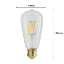 6W E27 ST64 LED Edison Bulb AC220V Home Light LED Filament Light Bulb