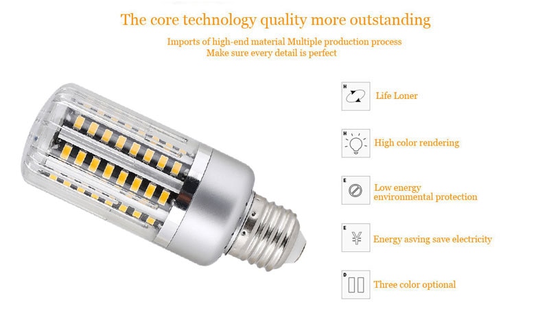 5W 10W 15W 20W 25W E14 E27 E12 5736 SMD LED Corn Bulb Lamp AC85-265V Chandelier LEDs Candle Light