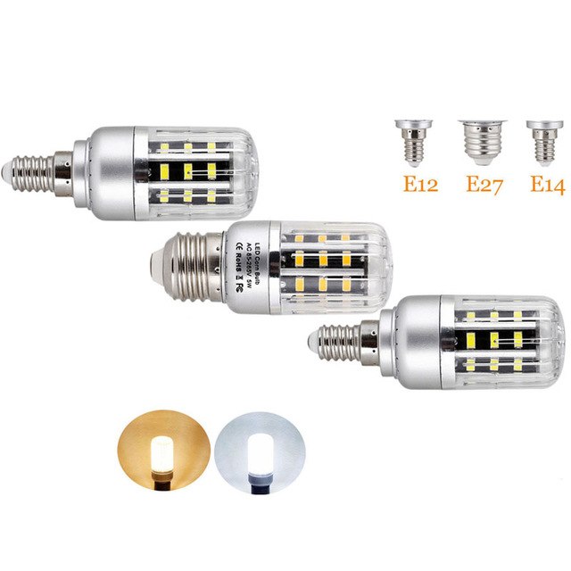 5W 10W 15W 20W 25W E12 E14 E27 5736 SMD LED Corn Bulb Lamp 110V/220V Chandelier LEDs Candle Light