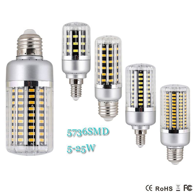 5W 10W 15W 20W 25W E12 E14 E27 5736 SMD LED Corn Bulb Lamp 110V/220V Chandelier LEDs Candle Light