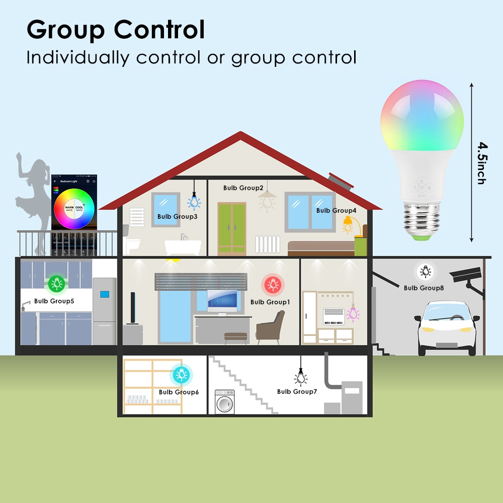 4.5W WiFi Smart LED Bulb E27 E22 RGBW Bulb