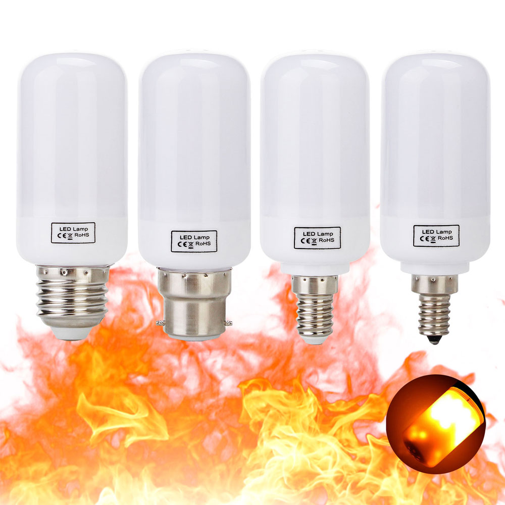 5W E27 E26 B22 E12 E14 2835 SMD Warm White LED Corn Bulb Lamp AC85V-265V Flame Fire Light