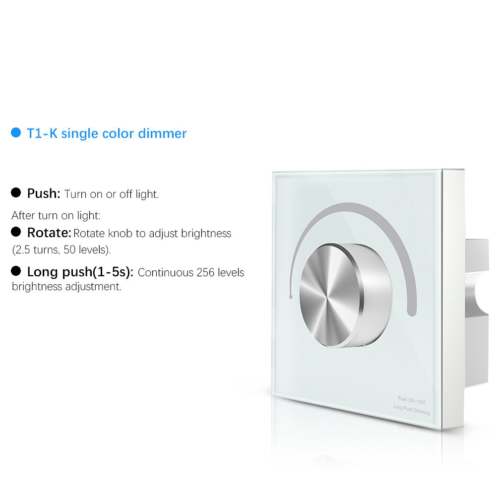 T1-K T2-K T3-K RF2.4G PWM CV DIM/CCT/RGB Rotary Touch Glass Panel Controller for LED Lamp