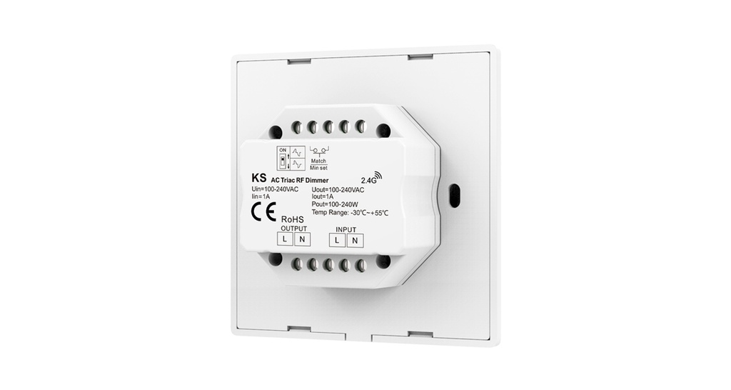 KS AC100-240V 1A RF 2.4G Triac Dimmer Rotary Panel