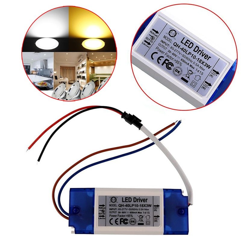 LED Driver for 1-2x3W 3-4x3W 6-10x3W 10-18x3W 18-30x3W Input 85-277V Output 600mA