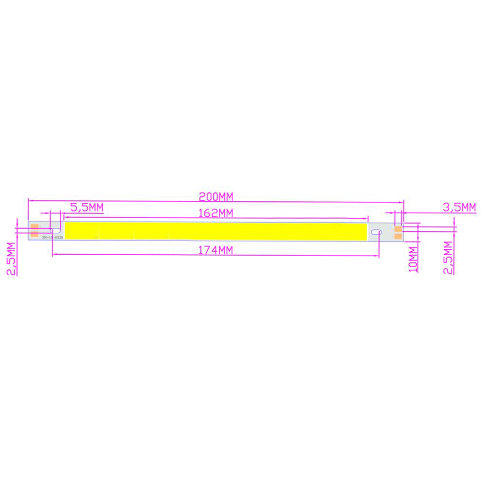 10W LED COB 200*10mm 12V Warm White/White for Car Light DIY