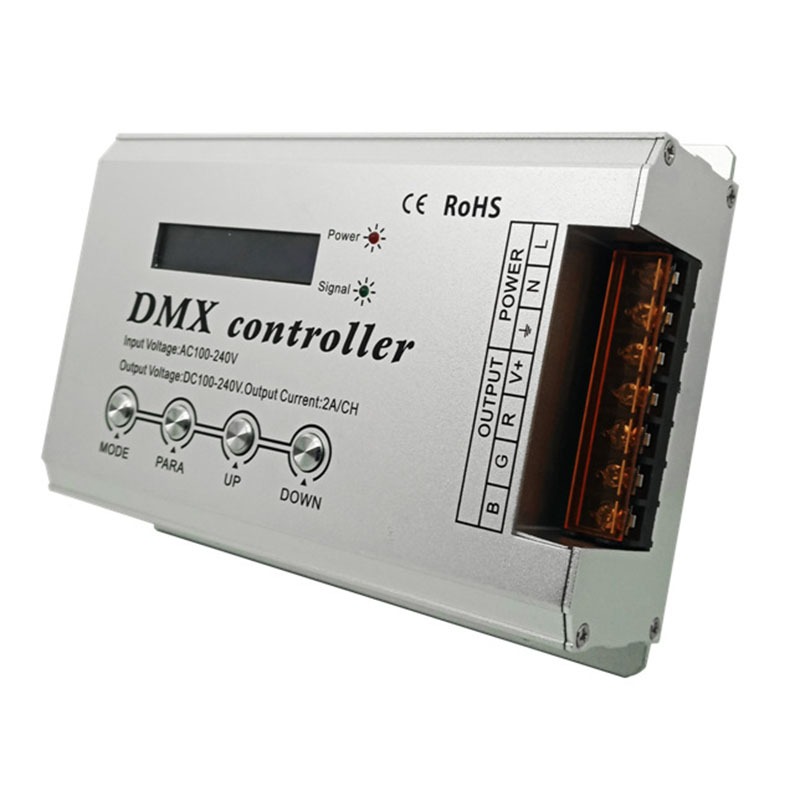 DMX300B 3CH High-Voltage DMX decoder; with XLR3 and RJ45 input AC110V~220V with LCD Display ;RGB(3Channel) decoder