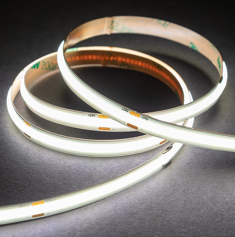 DC12V/24V COB LED Strip Light 320LEDs/m 16.4ft High Density Flexible Tape 3000-6500K RA95 5M/Roll