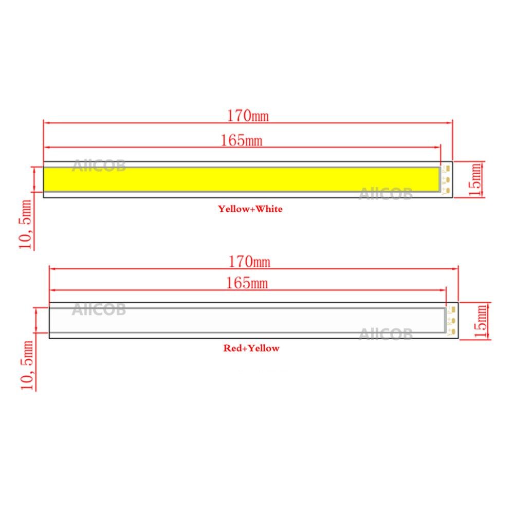 170*15mm Dual-Color COB LED Strip Bar Light 6.69 inch DC12V 8W