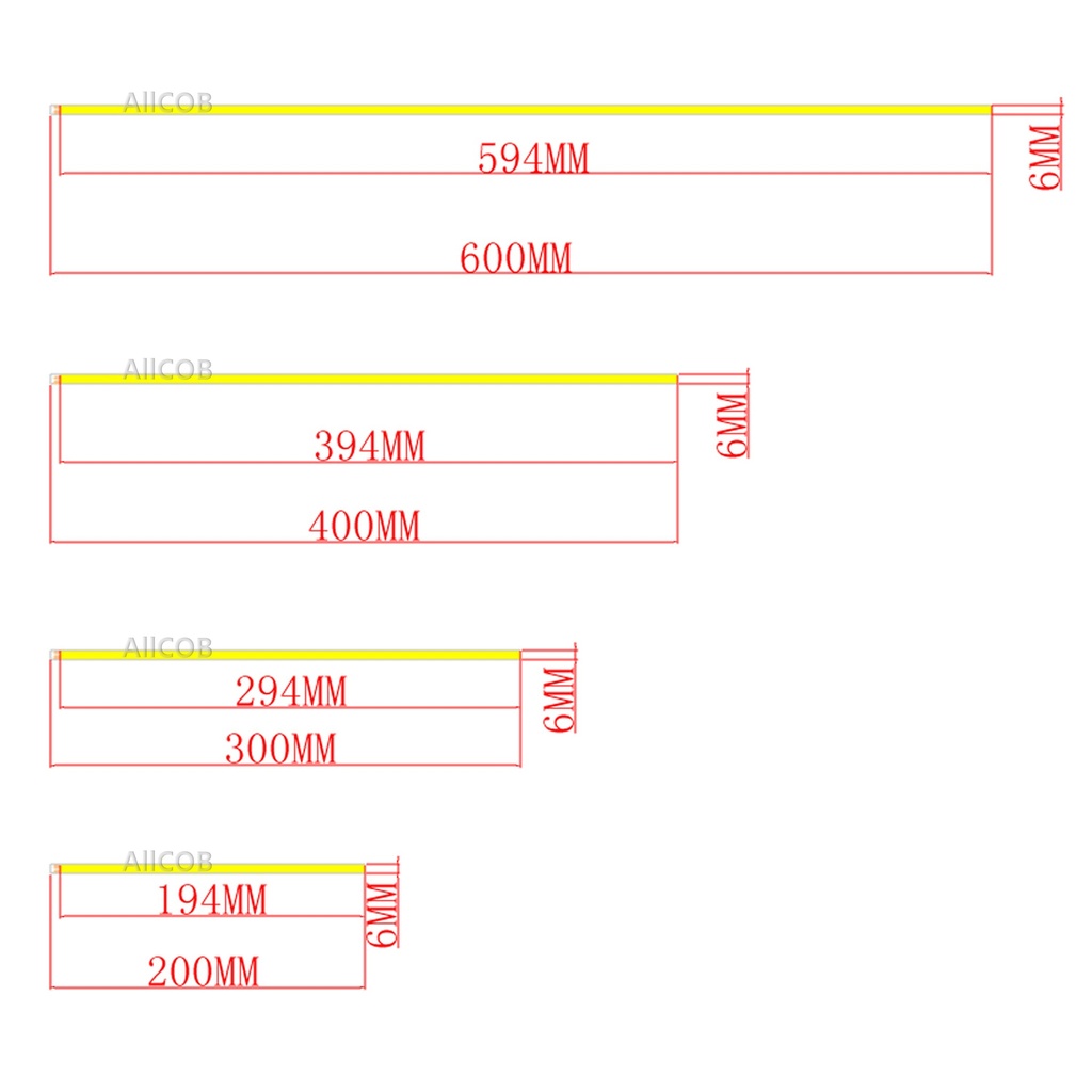 200-600*6mm COB LED Strip Bar Light DC12V 6-16W