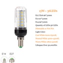 7W 9W 12W 15W 18W 20W 25W 28W 30W 35W E27 E14 5730 SMD LED Corn Bulb Lamp 110/220V Chandelier LEDs Candle light