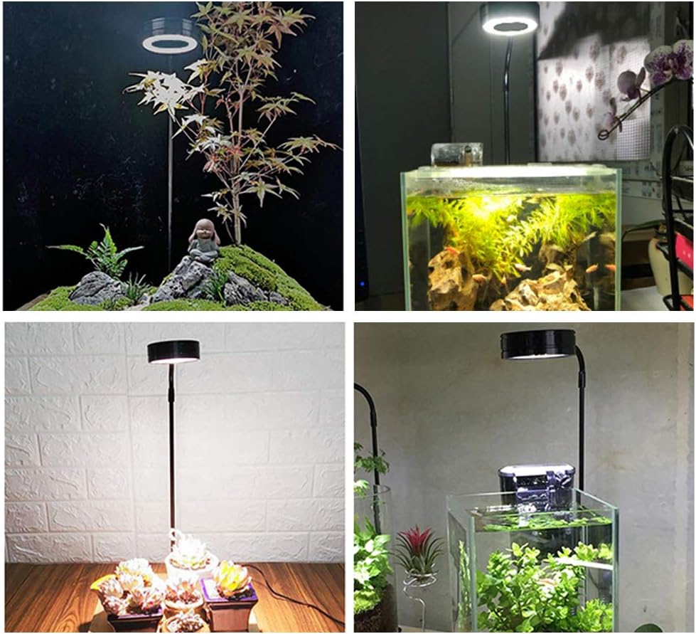 LED Aquarium Light 360 Degree Full Spectrum LED Light with Bamboo Board 10W