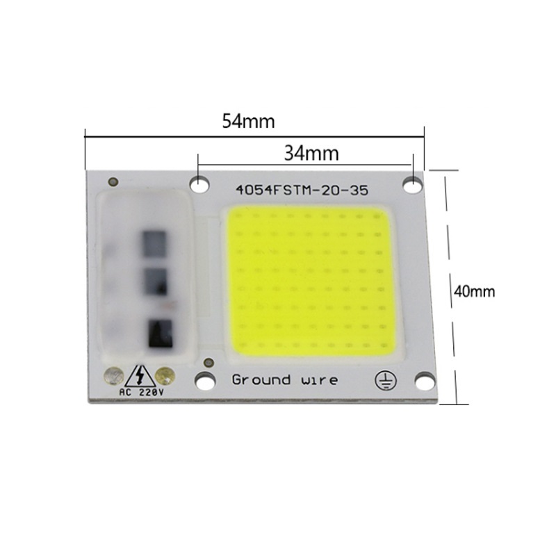 15W 20W 30W Driverless LED Light COB Chip Size 40x54mm Emitting 28x28mm