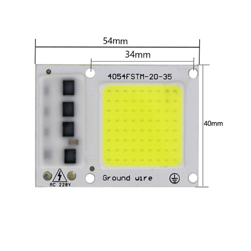 15W 20W 30W Driverless LED Light COB Chip Size 40x54mm Emitting 28x28mm