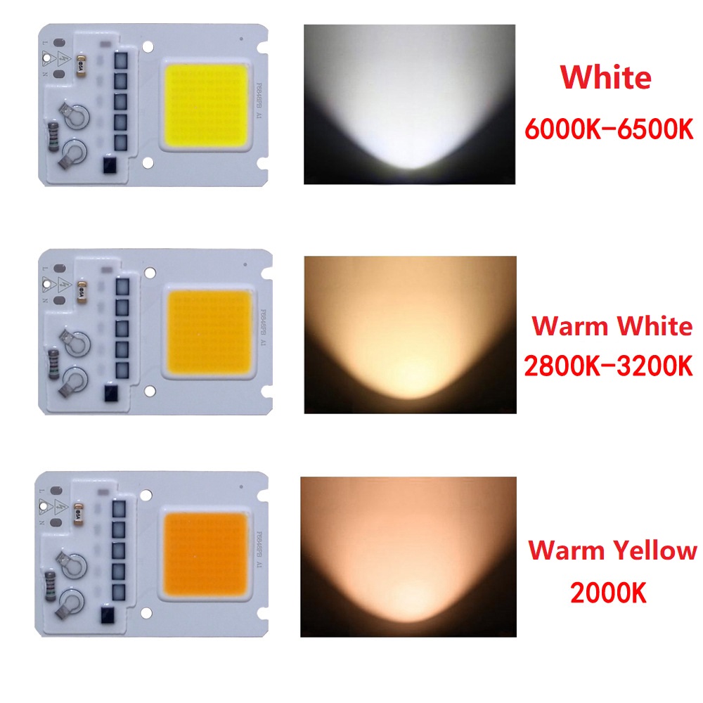 20W 30W 50W Driverless LED Light COB Chip Size 68x48mm Emitting 25x25mm