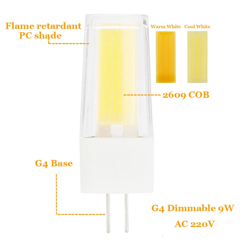 9W G4 G9 2609 COB LED Halogen Bulb AC220V Home Light LED Silica Gel Lamp