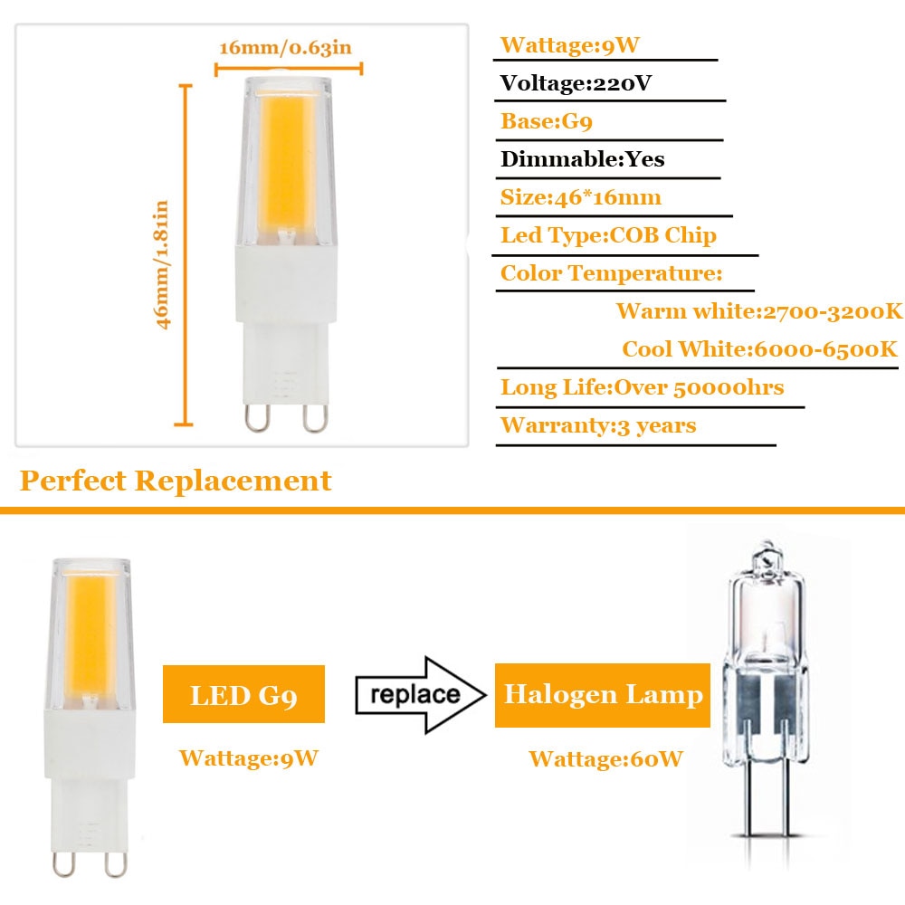 9W G4 G9 2609 COB LED Halogen Bulb AC220V Home Light LED Silica Gel Lamp