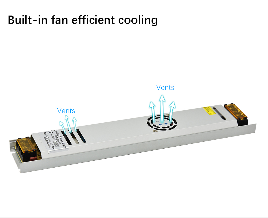  110V-240V to DC12V 100W 150W 200W 300W Ultra-thin Driver Power Supply Adapter Transformer for LED Strip Lights