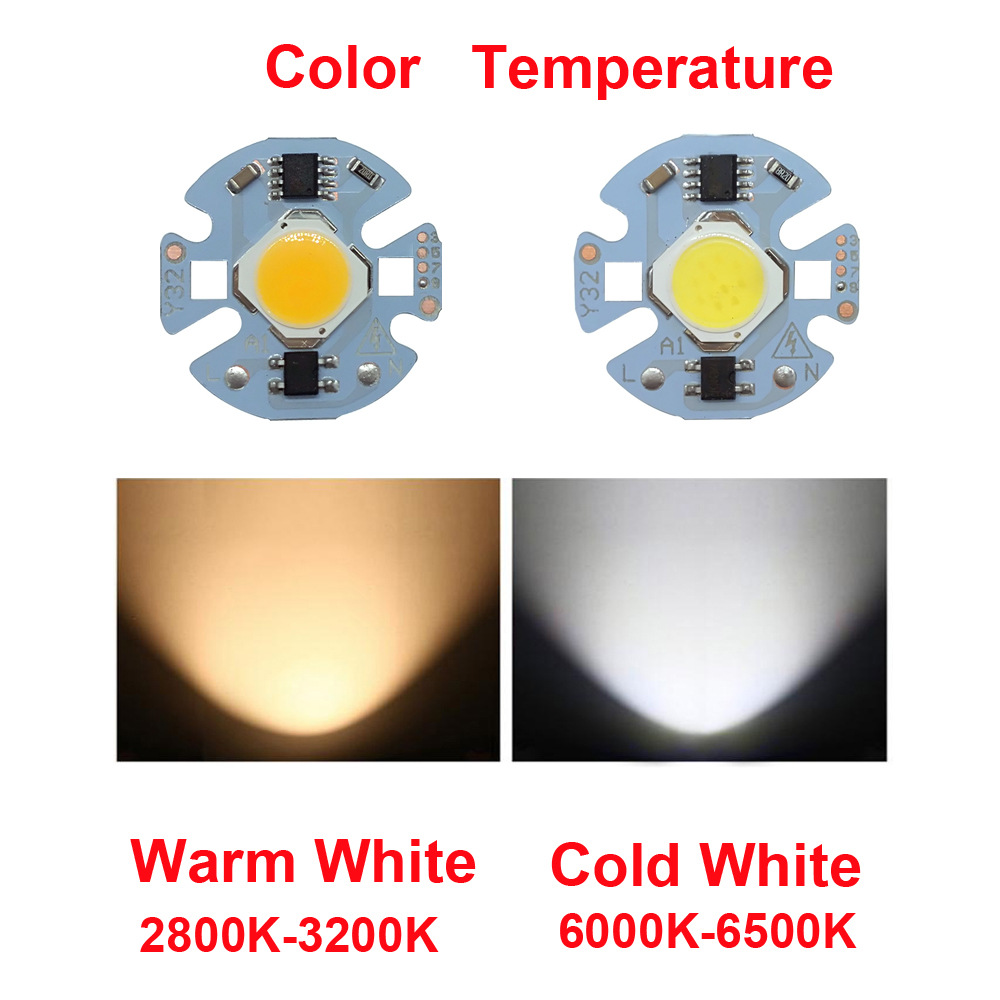 3/5/7/9W 27x27mm Led Cob Chip Diode  Driverless AC 110V/220V Emitting White/Warm White