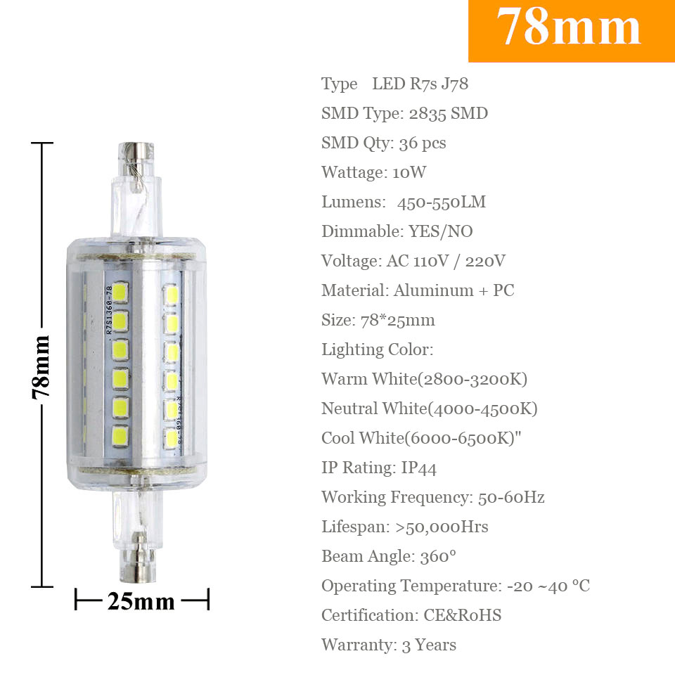 10W 15W 18W 20W R7S 2835 SMD LED Corn Bulb Lamp AC110V/220V LED Ceramic Floodlight