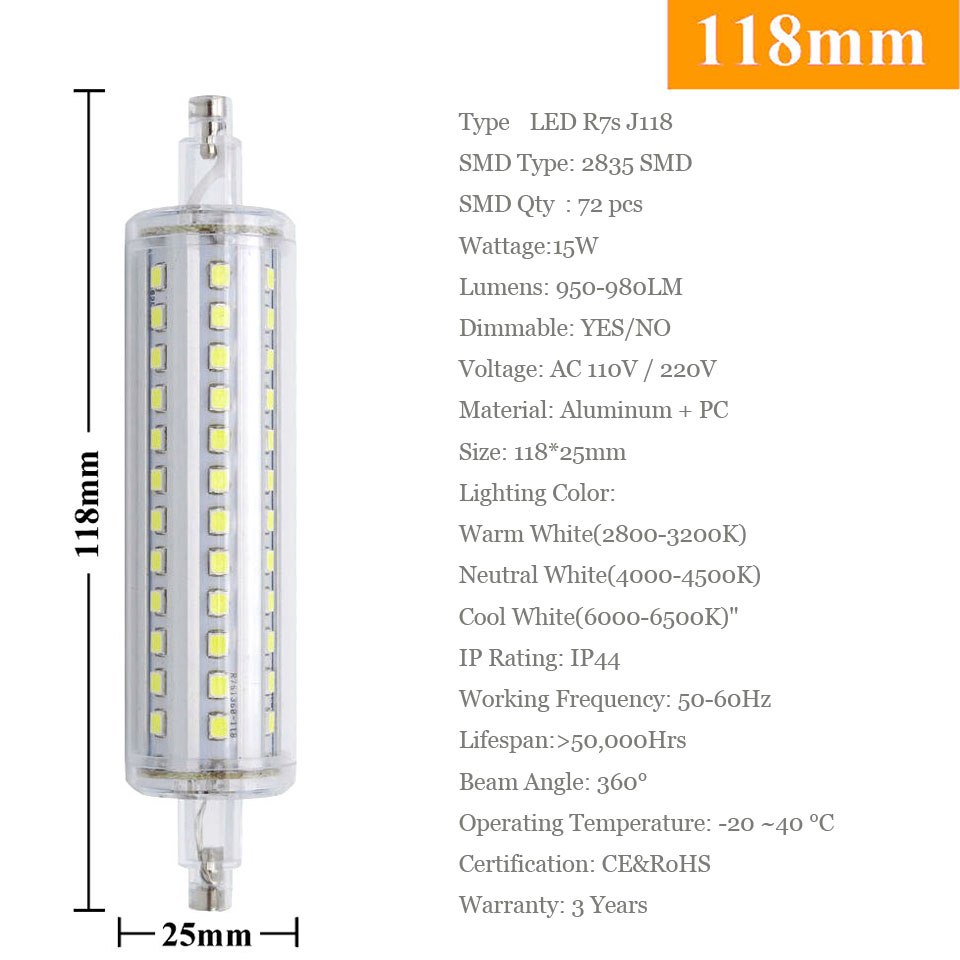 10W 15W 18W 20W R7S 2835 SMD LED Corn Bulb Lamp AC110V/220V LED Ceramic Floodlight