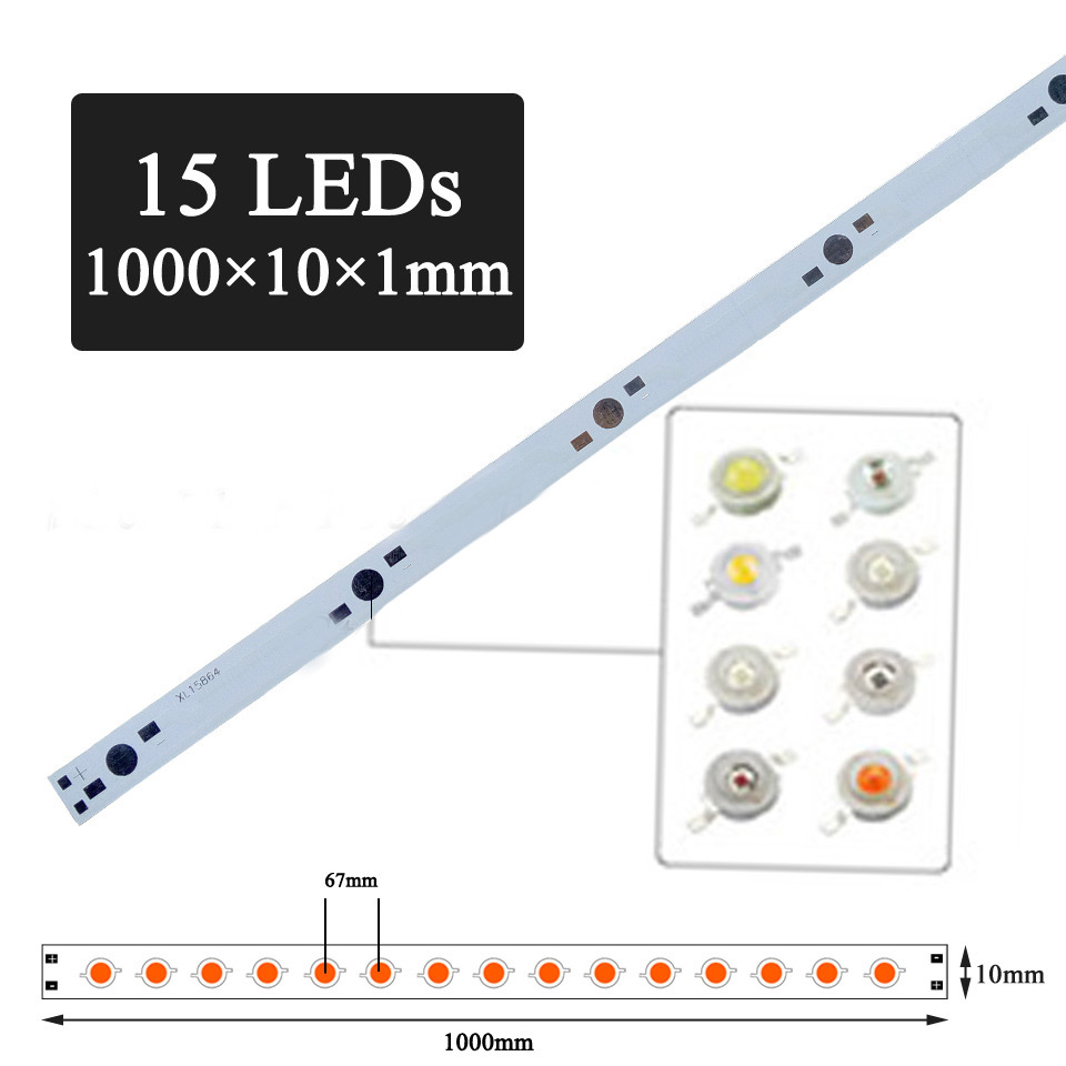  15LEDs/5LEDs/6LEDs/10LEDs Aluminum Base Plate Strip White PCB Board for Grow Light