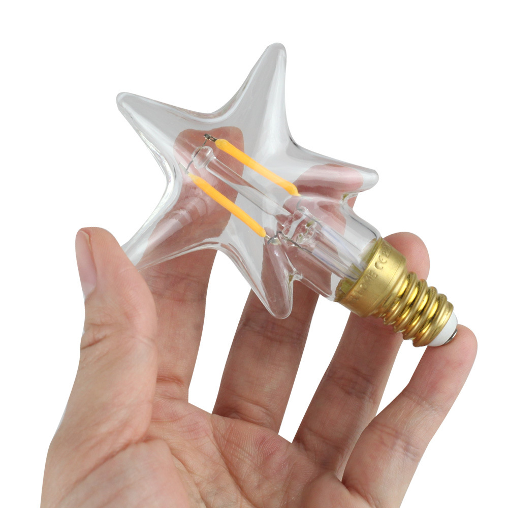 2W E14 Small Five-pointed Star LED Edison Bulb 220-240V Home Light LED Filament Light Bulb