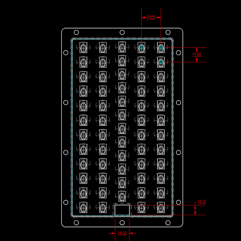 205x125mm LED Module Lens 5x12 pcs LEDs For SMD 3030 