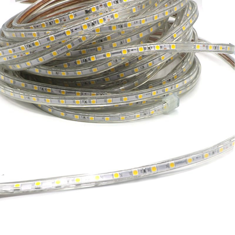 220V SMD 5050 Led Strip Light 220V Power Plug White Warm White 60leds/m Waterproof IP66 Led Strips