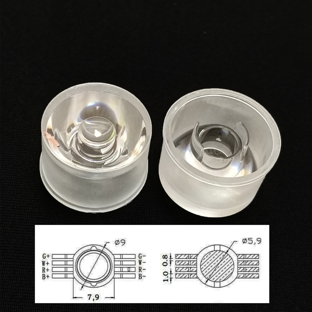 21.8mm Diameter LED Lens 25 Degree Waterproof Lens For RGBW 8 Pins LED