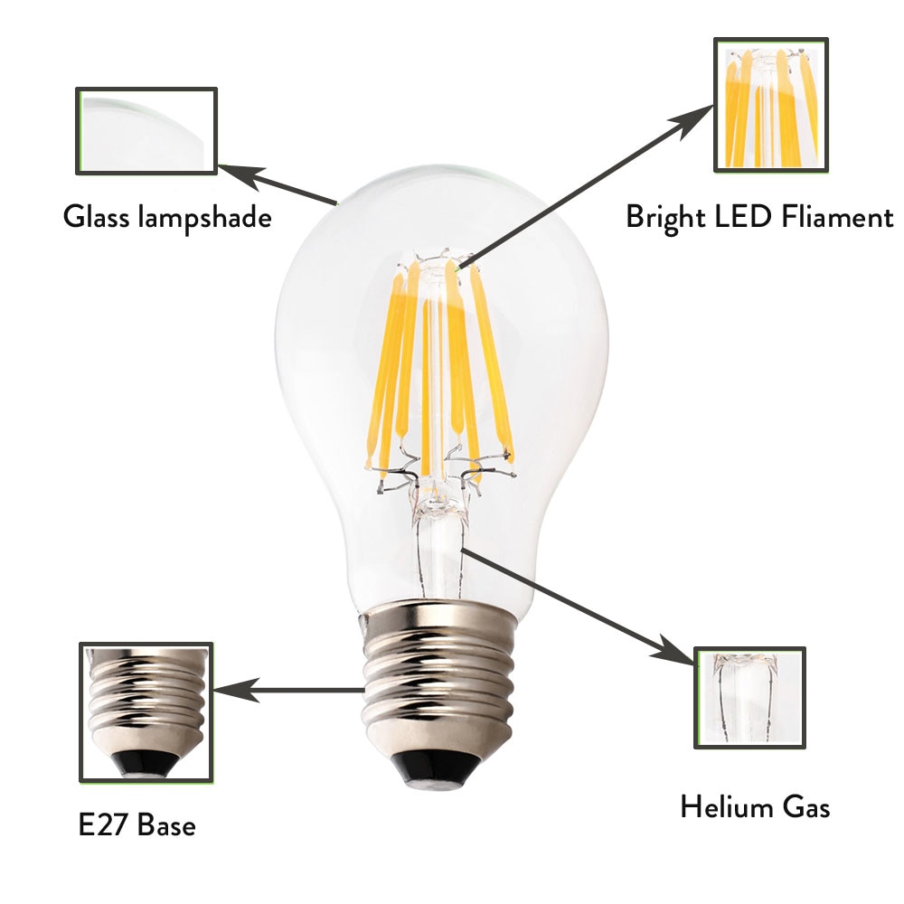 2W 4W 6W 8W E27 B22 A60 LED Edison Bulb AC220V Home Light LED Filament Light Bulb