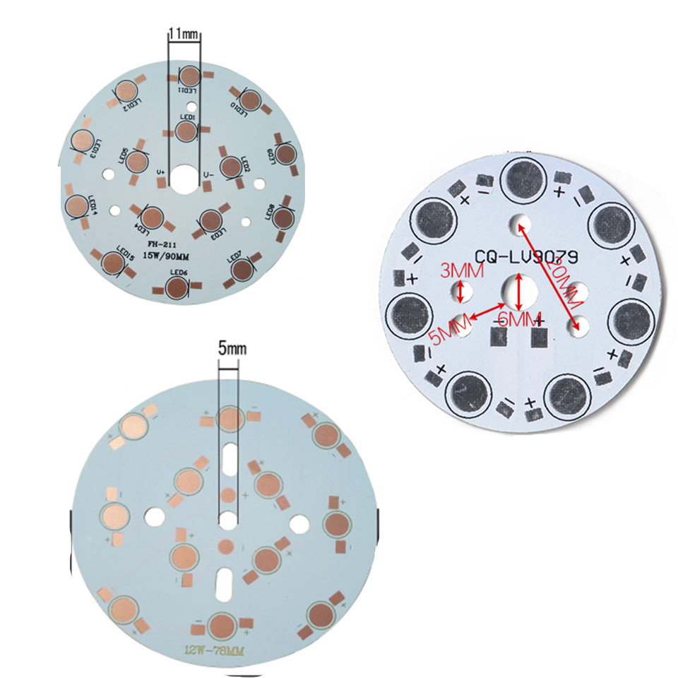 32mm/50mm/70mm/90mm 3/5/7/12/15LEDs Aluminum Base Plate PCB Board