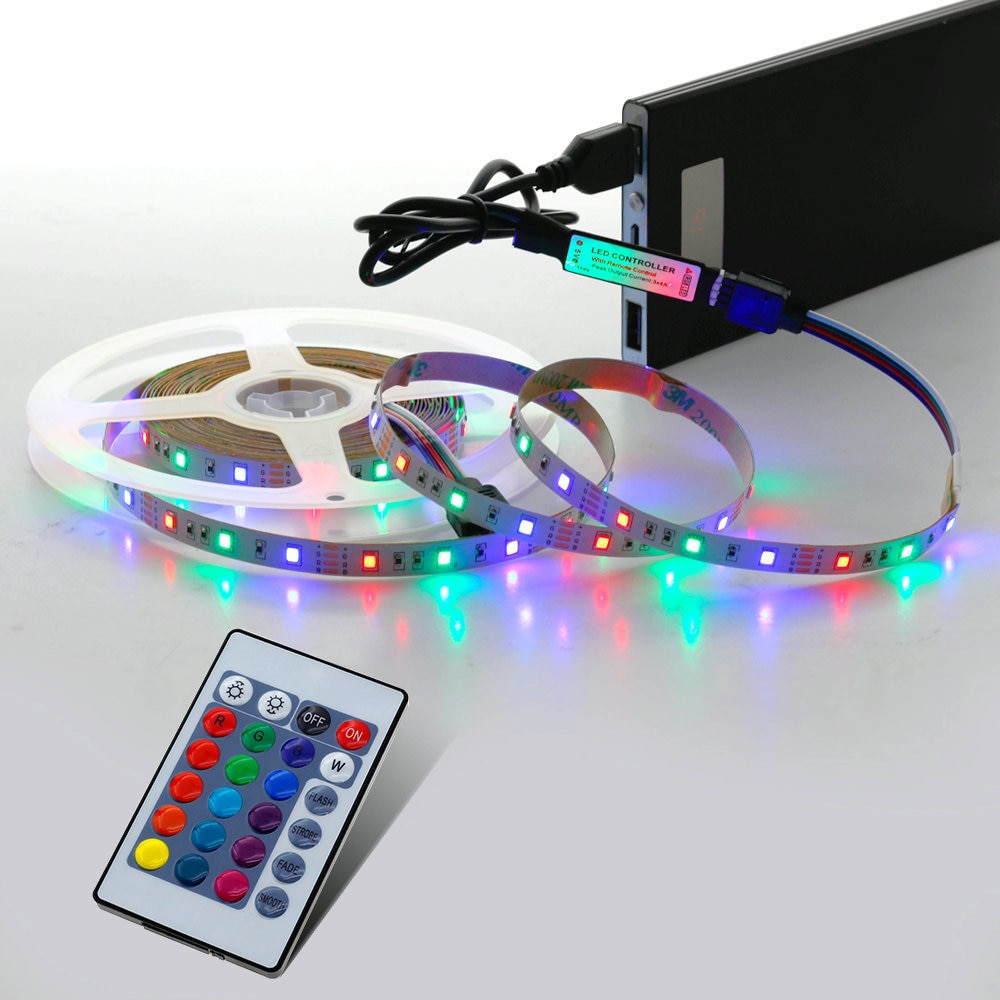 5V 2835 SMD RGB LED Strip RGB Color Changeable with 24Key Remote Controller