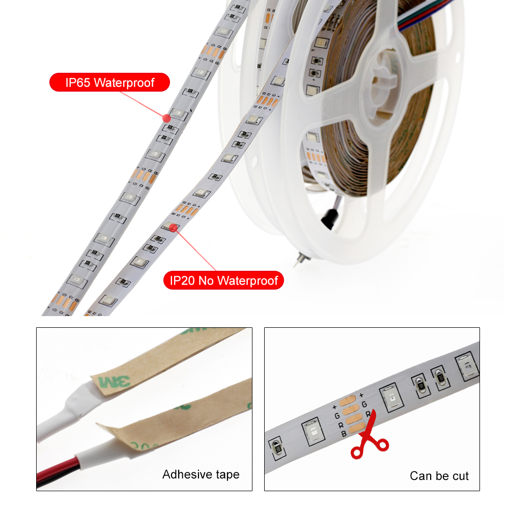 5V 2835 SMD RGB LED Strip RGB Color Changeable with 24Key Remote Controller