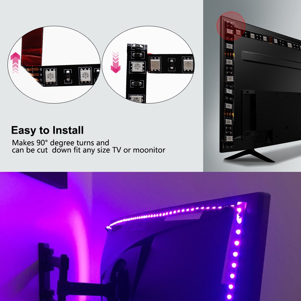 5V 5050 SMD RGB Bluetooth USB LED Strip TV Background Lighting with Bluetooth Controller