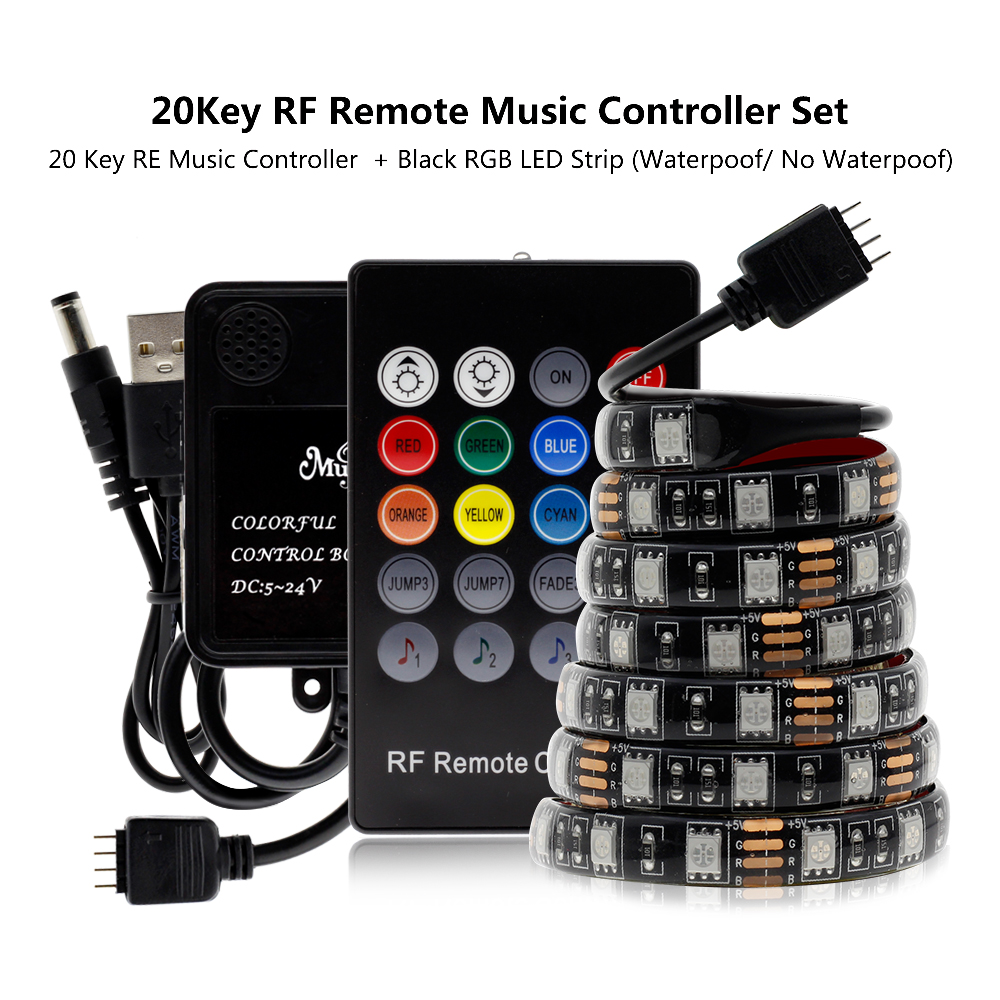 5V 5050 SMD RGB LED Strip with USB Controller For TV Background Lighting Music Control / Bluetooth / RF 17Key / mini 3Key Set