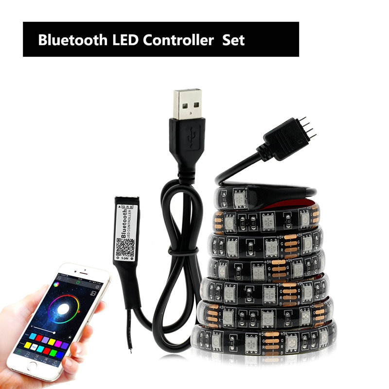 5V 5050 SMD RGB LED Strip with USB Controller For TV Background Lighting Music Control / Bluetooth / RF 17Key / mini 3Key Set