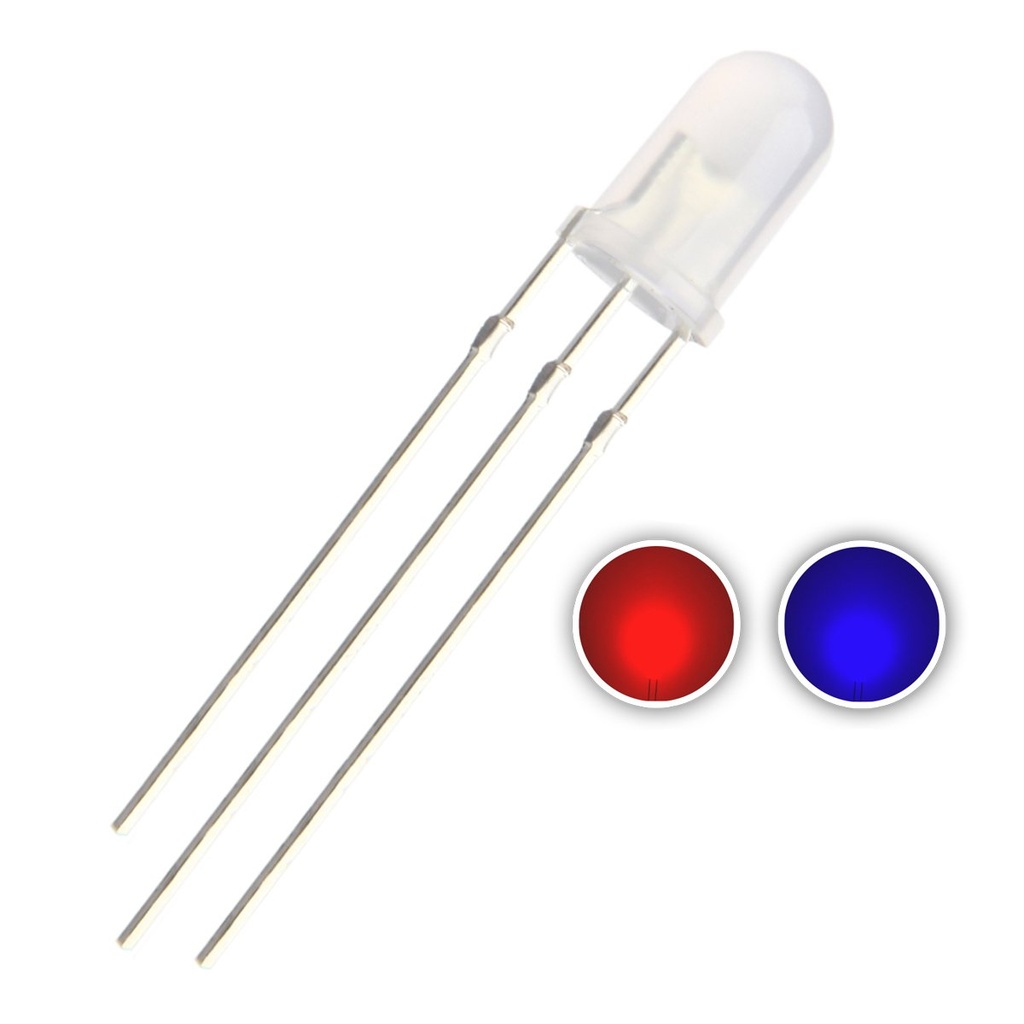 5mm Red & Blue/Green LED Diode Lights Bicolor Common Cathode Diffused Round