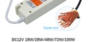 90V-240V to DC12V 18W 28W 48W 72W 100W Ultra-thin Driver Power Supply Adapter Transformer for LED Strip Lights