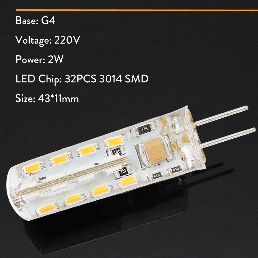 2W G4 3014 SMD LED Halogen Bulb AC220V Home Light LED Silica Gel Lamp